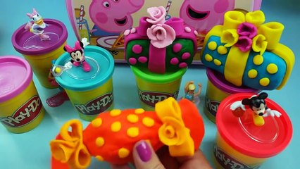 Скачать видео: Play doh flowers & Dippin dots Minnie mouse Peppa pig surprise eggs Mickey mouse Barbie 2016