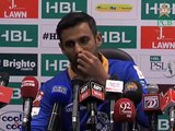 HBL PSL Press Confrence: Shoaib Malik of Karachi Kings at Dubai International Cricket Stadium