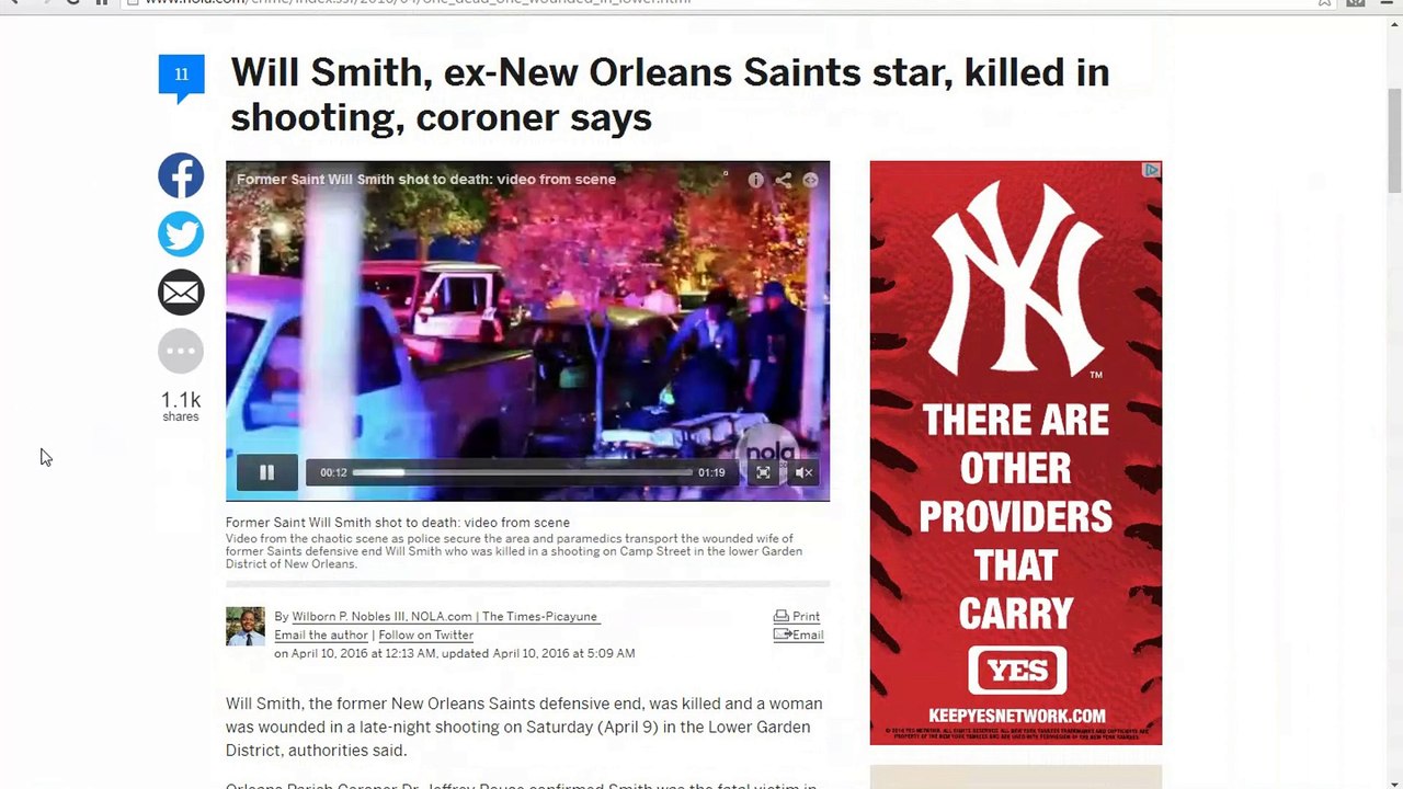 Will Smith, ex-New Orleans Saints star, killed in shooting, coroner says