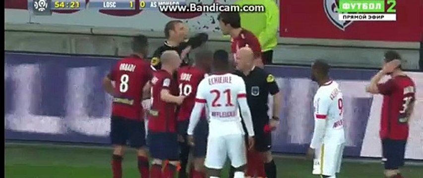 Renato Civelli Horror Foul And Gets RED CARD - Lille vs Monaco 10.04.2016