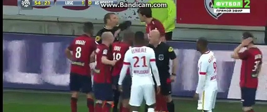 Renato Civelli Horror Foul And Gets RED CARD - Lille vs Monaco 10.04.2016