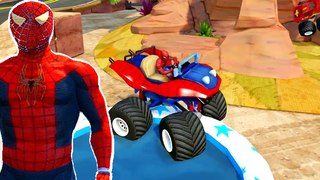GTA V W MONSTER TRUCKS MCQUEEN CARS & SPIDERMAN CAR! Frozen Elsa Rayo Macuin & Spider-man + Nursery Rhymes ABC Alphabet Songs