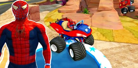 Скачать видео: GTA V W MONSTER TRUCKS MCQUEEN CARS & SPIDERMAN CAR! Frozen Elsa Rayo Macuin & Spider-man + Nursery Rhymes ABC Alphabet Songs