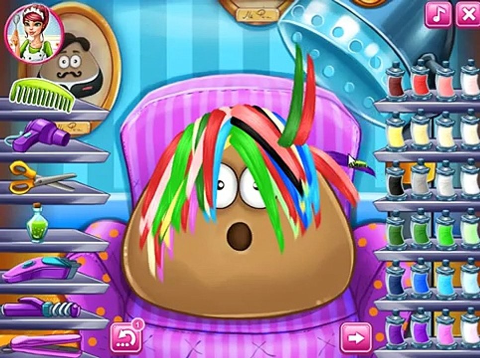 Мультик ИГРА для ДЕТЕЙ - POU. Модная прическа для ПОУ.Trendy hairstyle for POU. Funny Game for Kids