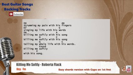 Killing Me Softly - Roberta Flack Vocal Backing Track with chords and lyrics