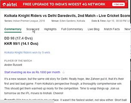 KKR vs DD Highlights VIVO IPL 2016 _ Match 2 Highlights