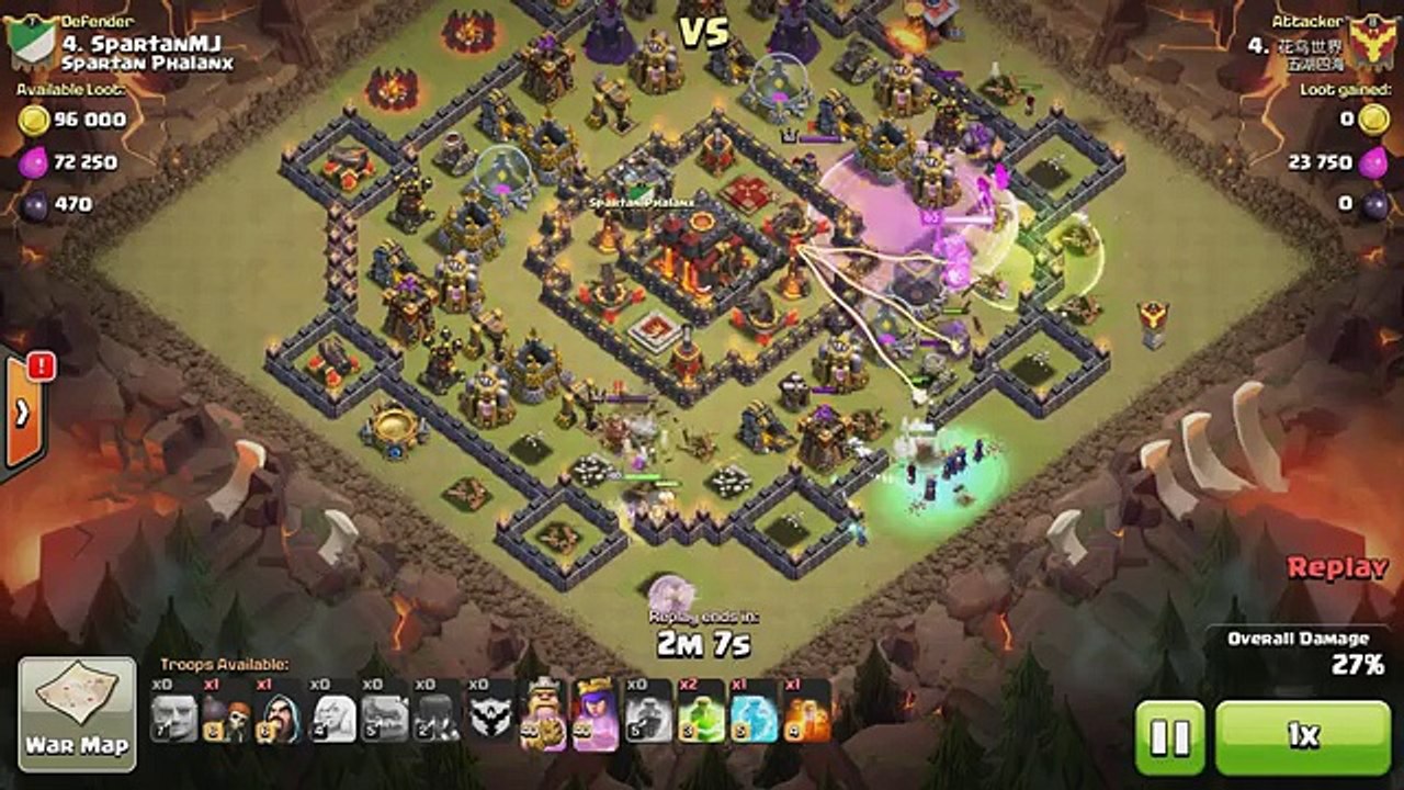 Clash of Clans TH10vsTH10 3 Healer, 2 Golem, 9 Witch & 11 Wizard (Healer + GoWiWi) 3 Star Attack