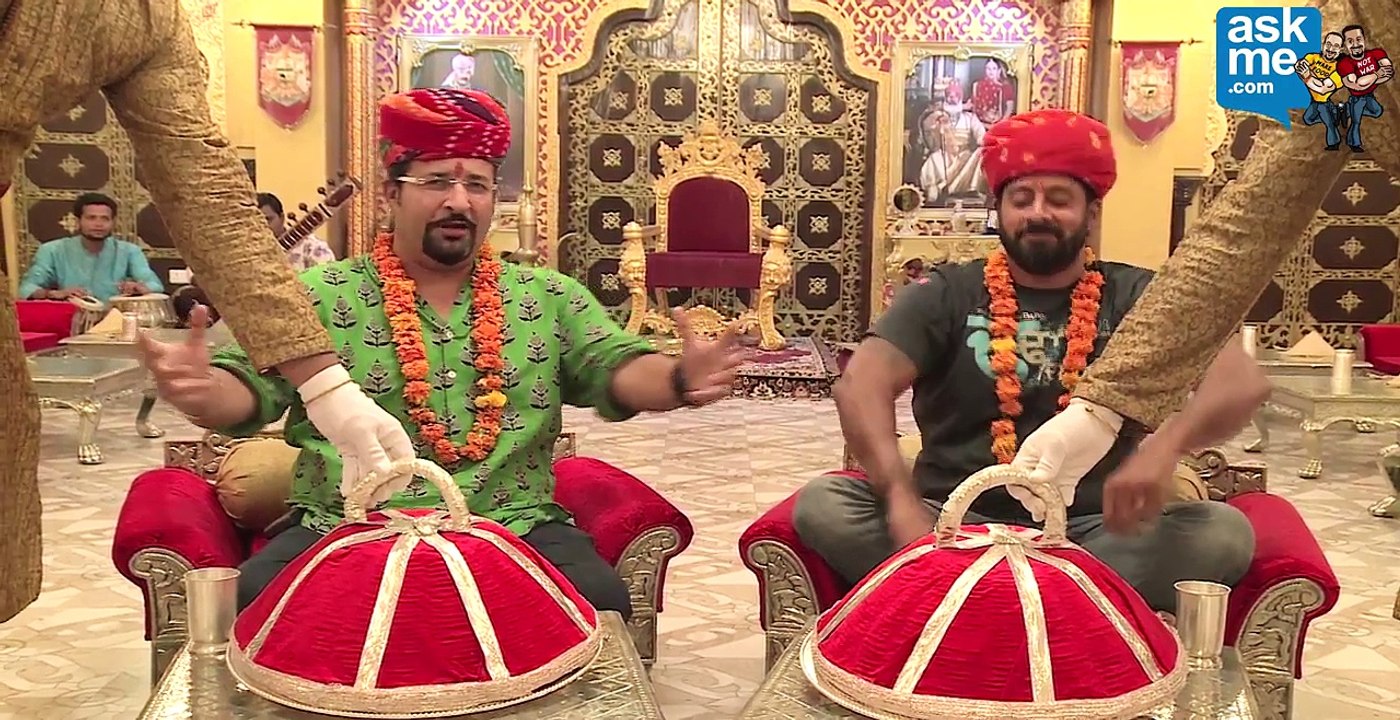 Rocky Singh and Mayur Sharma hailing the Daal Baati Choorma in Royal Dining at Virasat SheeshMahal