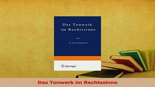 Read  Das Tonwerk im Rechtssinne Ebook Free