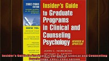 READ book  Insiders Guide to Graduate Programs in Clinical and Counseling Psychology 20022003  FREE BOOOK ONLINE
