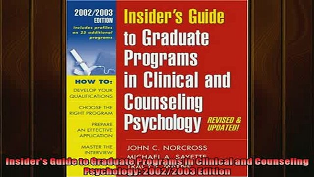READ book Insiders Guide to Graduate Programs in Clinical and Counseling Psychology 20022003 FREE BOOOK ONLINE