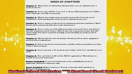 READ book  Medical School Admission A Must Read Book Reviews  FREE BOOOK ONLINE