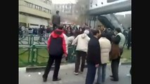 People building roadblocks of iron rails during Ashura protest - Iran Tehran 27 Dec 2009