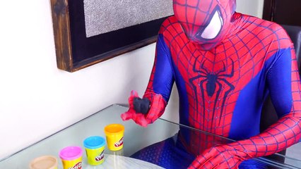 Frozen Elsa VS Spiderman - Play Doh Challenge - Superhero in real life Movie