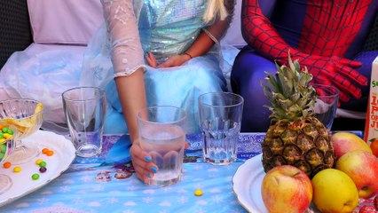 Frozen Elsa VS Spiderman in real life - Elsa Makes Ice cream -  Fun Superhero Movie (1080p 60fps)