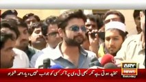 Ahmed Shehzad talking to media in Lahore