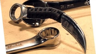 How to Make׃ RAZOR SHARP Knife From a Wrench (Karambit)
