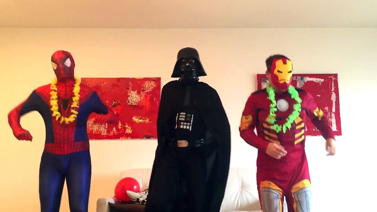 Superheroes Dancing to Kids Songs Nursery Rhymes for Children Spiderman, Darth Vader, Iron Man