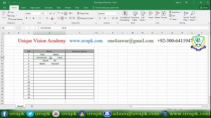Lecture 5 how to remove extra spaces formula in excel in hindi urdu