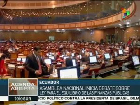 Asamblea de Ecuador debate Ley de equilibrio de finanzas públicas