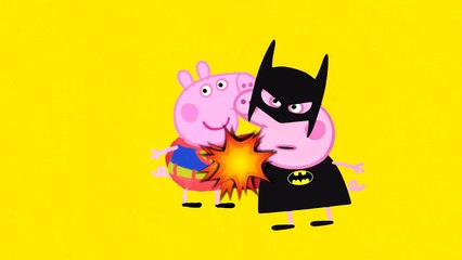 Peppa pig Batman Vs Superman -  PEPPA Transforms into  BATMAN & SUPERMAN - Coloring Videos For Kids