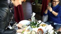 Wish restaurant in Beijing. The making up of Peking roasted duck sandwich. #katyabezyuk