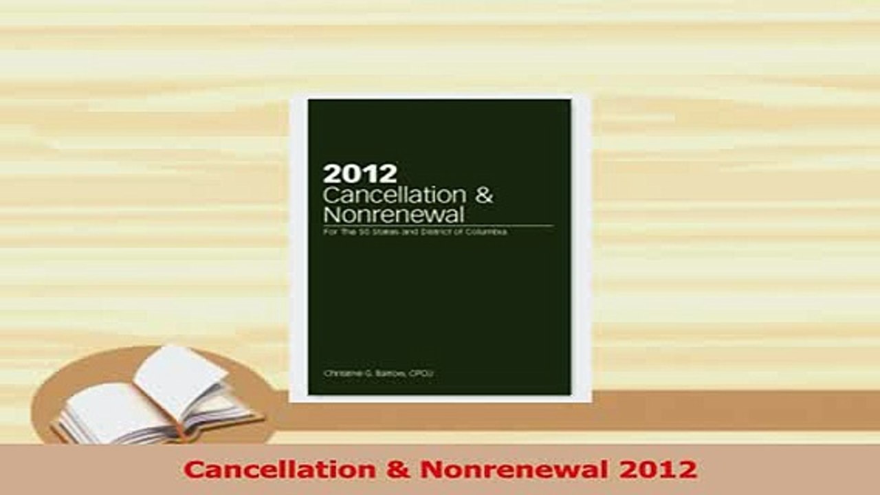 Read  Cancellation  Nonrenewal 2012 Ebook Free