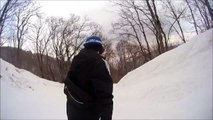 大佐スキー場「なら小径」スノボ自撮り滑走