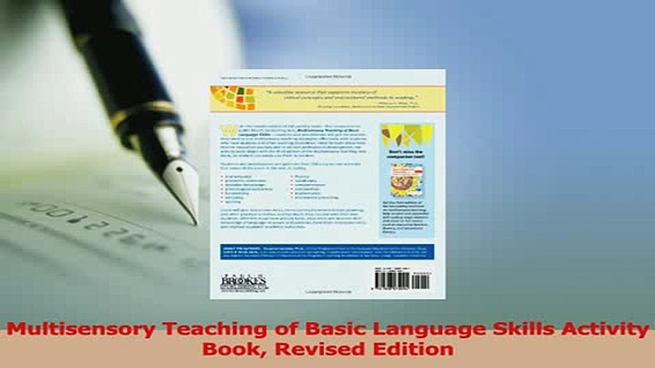 Read  Multisensory Teaching of Basic Language Skills Activity Book Revised Edition Ebook Free