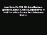 Read Algorithms - ESA 2003: 11th Annual European Symposium Budapest Hungary September 16-19