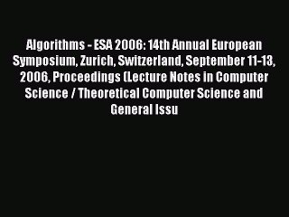 Read Algorithms - ESA 2006: 14th Annual European Symposium Zurich Switzerland September 11-13