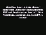 Read Algorithmic Aspects in Information and Management: Second International Conference AAIM