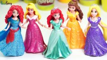 Play doh mermaid with Ariel MagiClip doll and Disney Princess mermaids Belle Merida Aurora playdoh