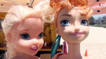 Anna and Elsa Toddlers Beach Trip Part 1 | Swimming Surf Sandcastles Ocean Adventure Frozen dolls