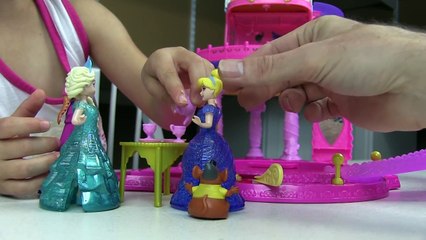 DISNEY PRINCESS MAGICLIP Glitter Glider Dolls Castle Disney Frozen Kinder Surprise Eggs Opening Toys