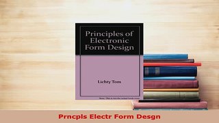 Download  Prncpls Electr Form Desgn Free Books