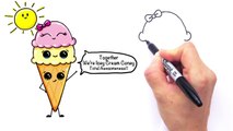 How to Draw Cartoon Ice Cream on a Cone Cute and Easy