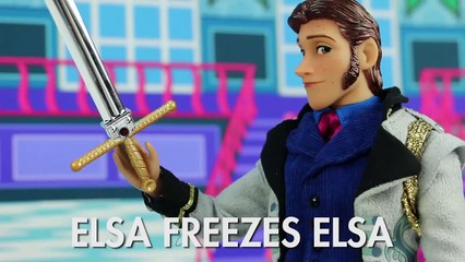 Elsa Freezes Elsa, not Hans, with Frozen Anna. DisneyToysFan