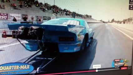 Ronnie Davis crash hit Ian Toucher from dragzine