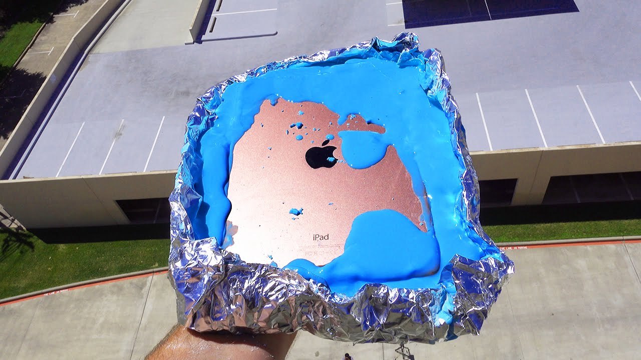 Oobleck with iPad Pro 9.7 from a 100 FT Drop Test Non-Newtonian fluid 2016