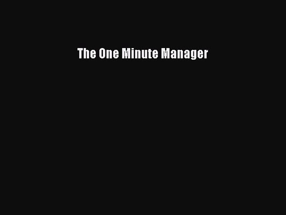 Download The One Minute Manager Free Books