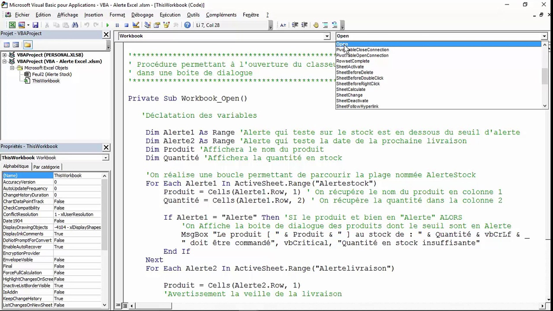 Excel Vba Mettre Des Alertes A L Ouverture D Un Classeur Excel Video Dailymotion