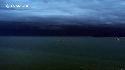 Dramatic lightning display of Cornish coast