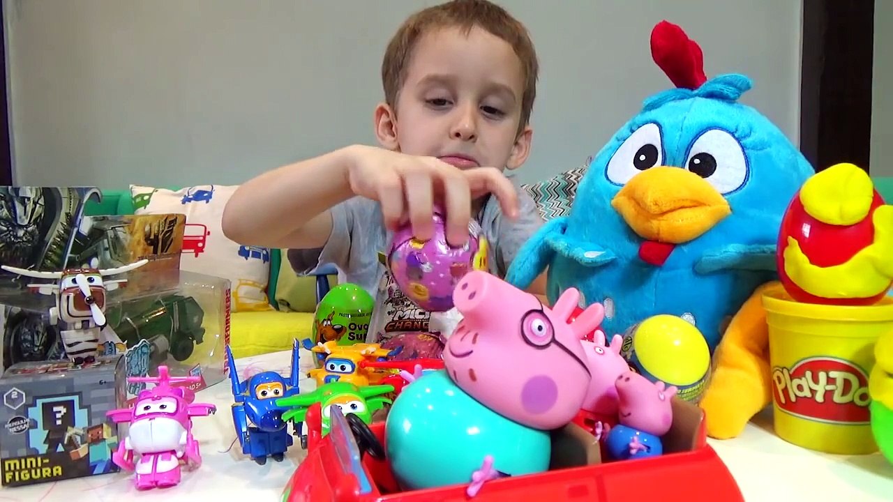 Super Wings Pig George Peppa Pig Em Português Galinha Pintadinha Massinha Ovos Surpresas - Parte 1
