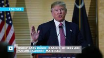 Trump says Rubio, Kasich, others are possible cabinet material