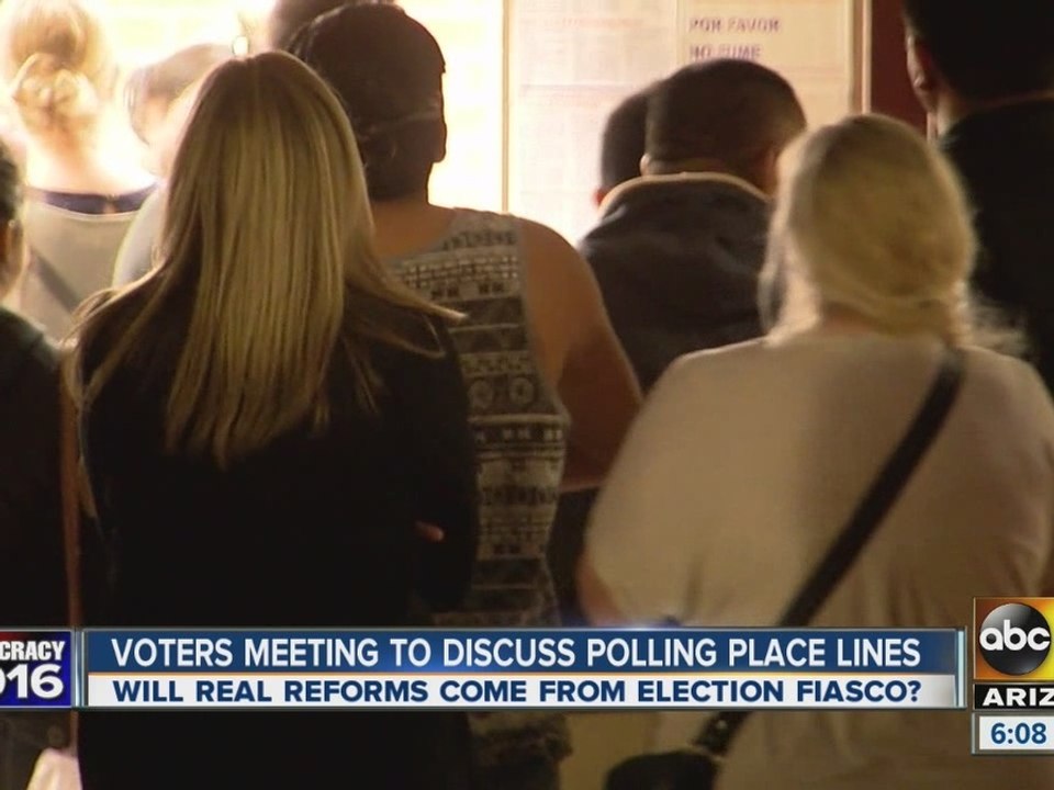 Voters meeting to discuss polling place lines