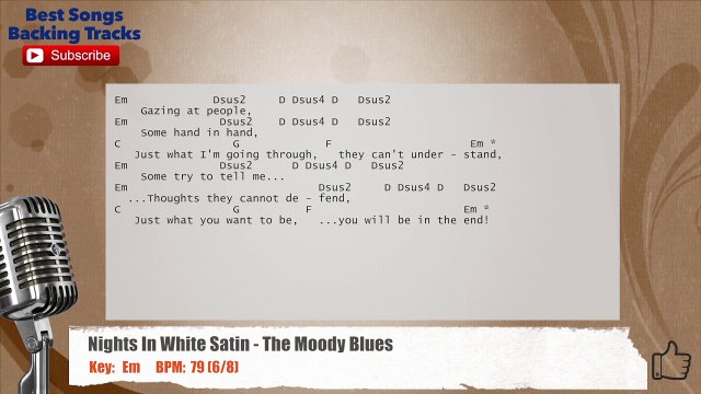 Nights In White Satin - The Moody Blues Vocal Backing Track with chords and lyrics