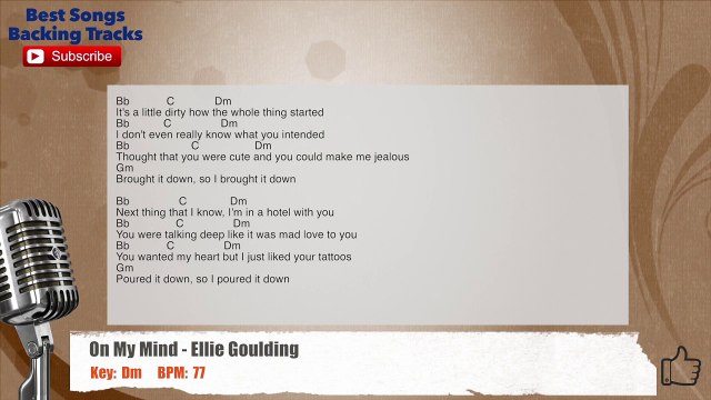 On My Mind - Ellie Goulding Vocal Backing Track with chords and lyrics