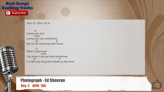 Photograph - Ed Sheeran Vocal Backing Track with chords and lyrics