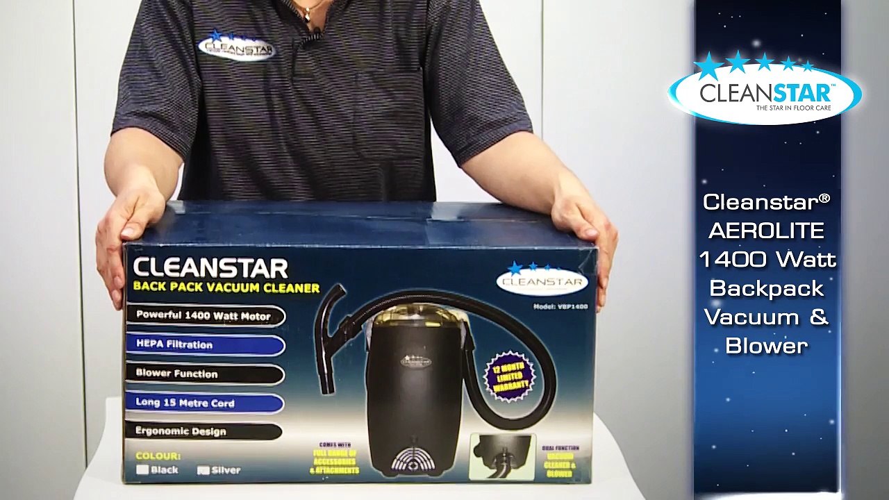 Cleanstar AEROLITE 1400 Watt Backpack Vacuum Cleaner & Blower, VBP1400, Australia